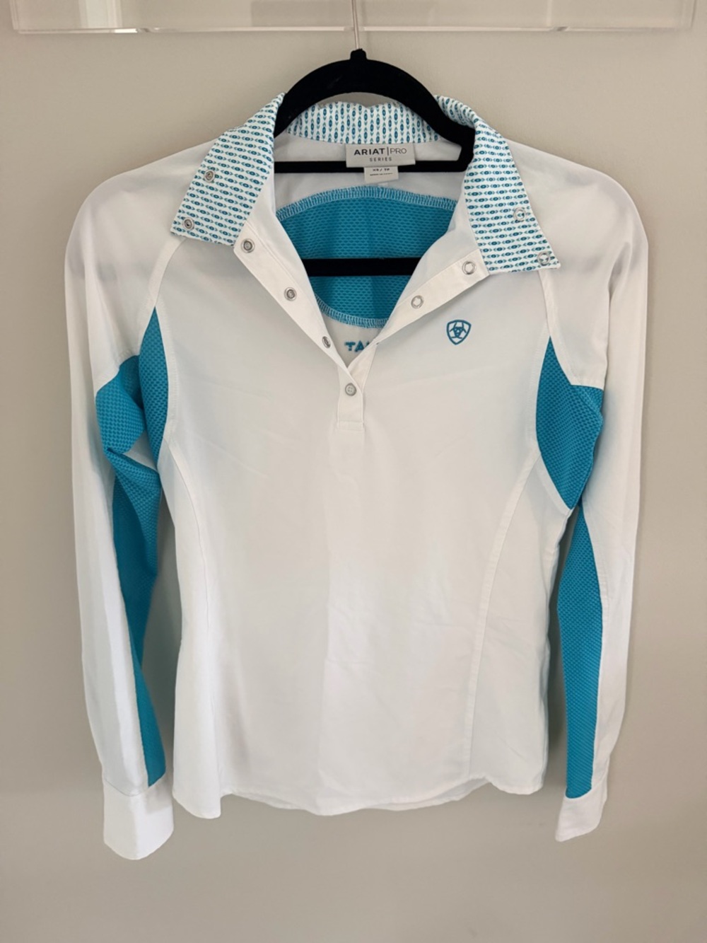 Ariat Pro Series White & Turquoise Performance top
